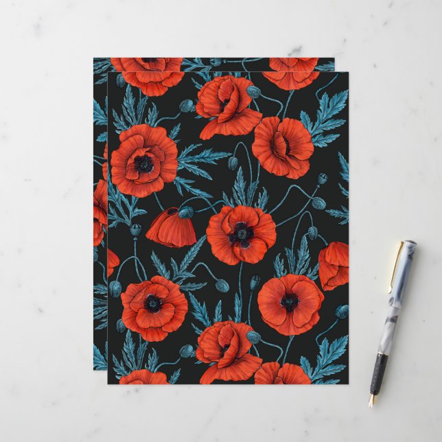 Papagaios, vermelhos e azuis em preto (Frente/Verso In Situ)