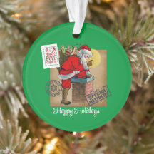 Papai Noel Abaixo O Ornamento Acrílico Da Chaminé