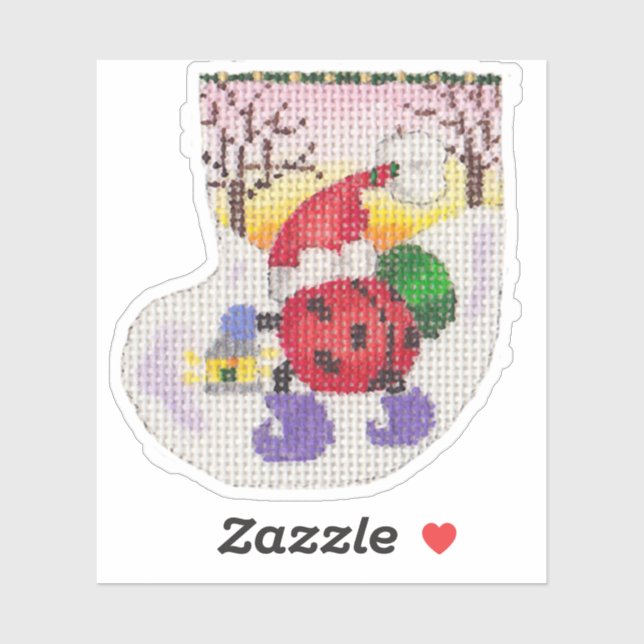 Papai noel adesivo de ladybug (Folha)