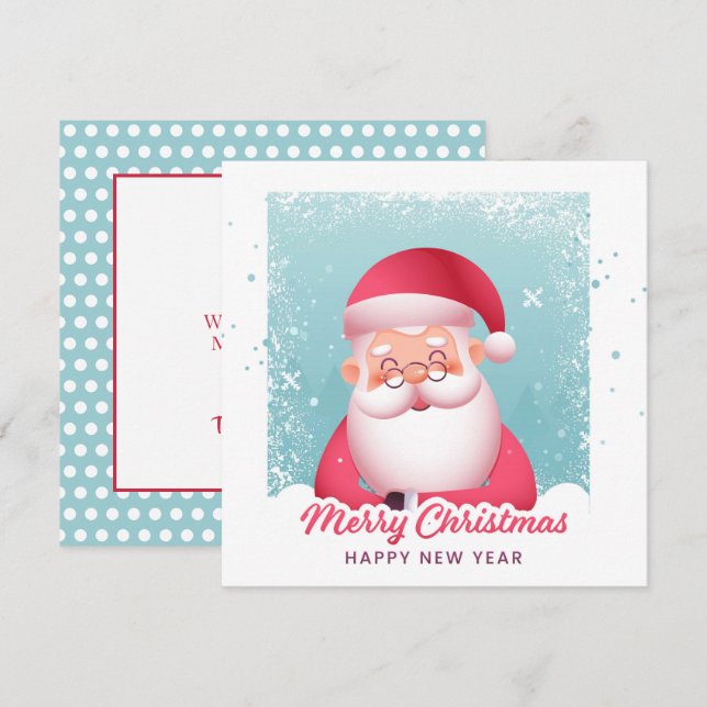 Papai Noel alegre cartão de Natal (Frente/Verso)