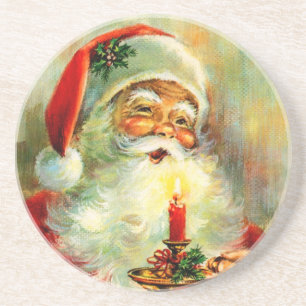 Papai noel alegre do vintage com porta copos da