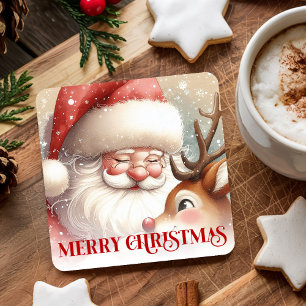 Papai Noel Alegre e Renas Rudolph Porta-Copos de N