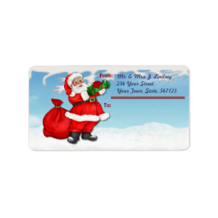 Papai noel alegre que envia a etiqueta