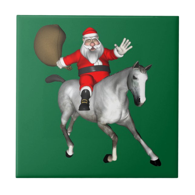 Papai Noel Andando Um Cavalo De Cinza (Frente)