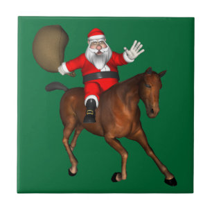 Papai Noel Andando Um Cavalo Marrom