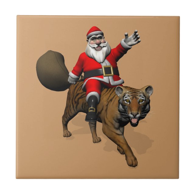 Papai Noel Andando Um Tigre (Frente)