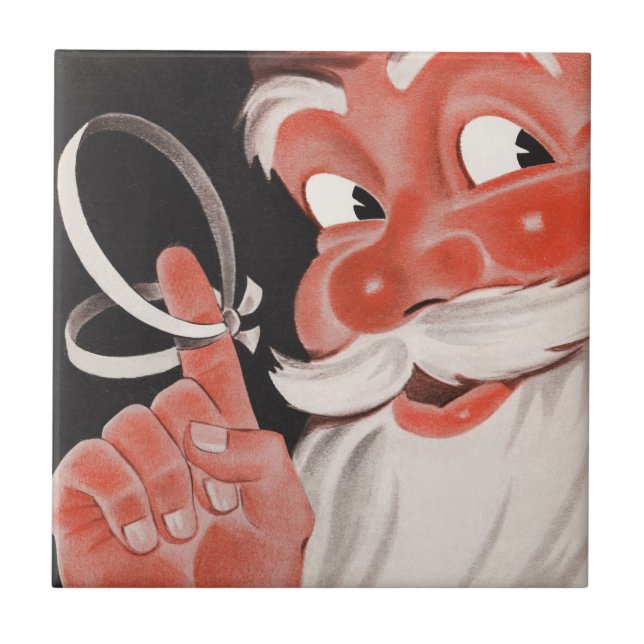 Papai Noel Antigo com Cordão de Lembrete no Dedo (Frente)