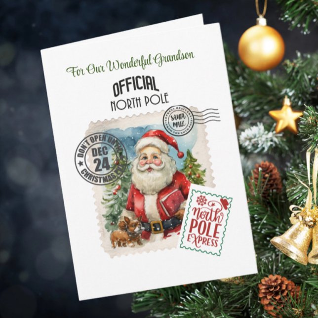 Papai Noel Antigo Polo Norte 5" x 7" Cartão Dobrad (Criador carregado)