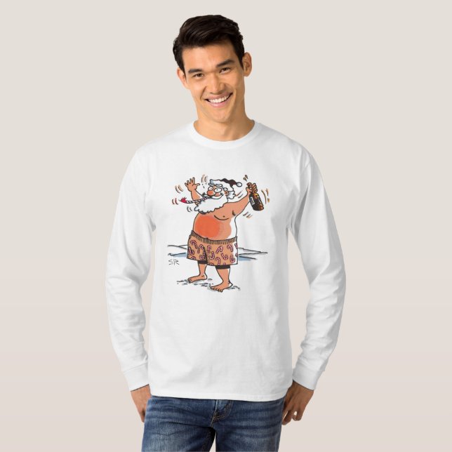 Papai noel bebado camisa branca comprida (Frente Completa)