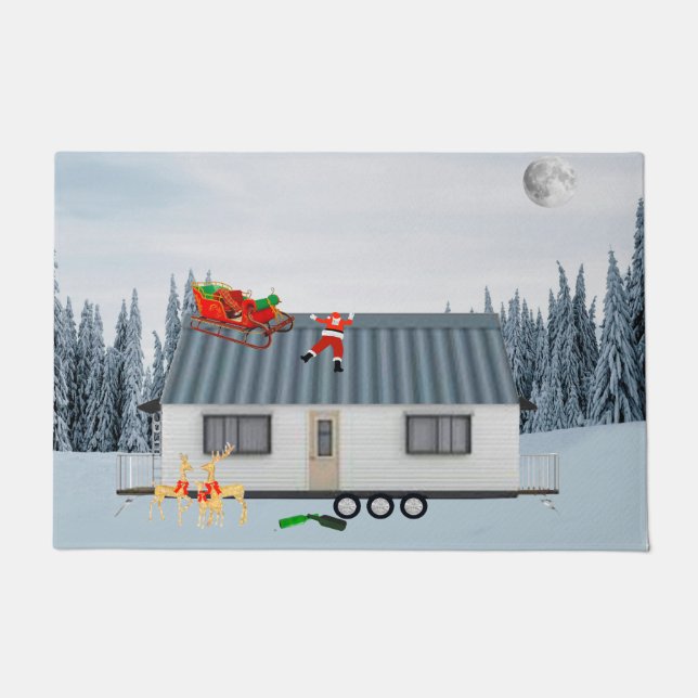 Papai Noel Bêbado Tapete de Porta (Frente)