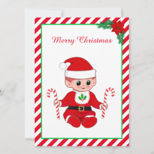 Papai Noel Bebê Elfo e Bengalas de Natal Fofo