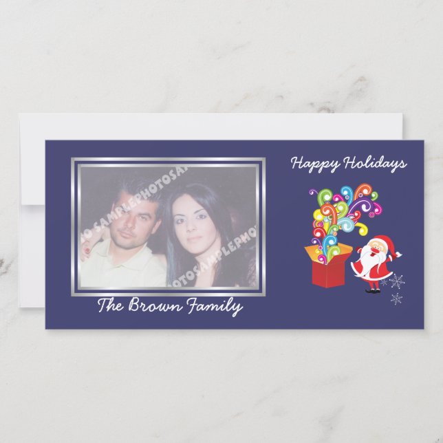 Papai Noel bonitinho de Natal e cartão com fotos d (Frente)