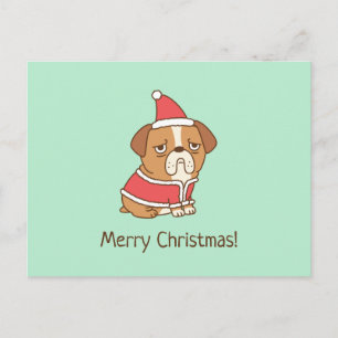 Papai Noel Bulldog Funny Natal Cartão Postal Alegr