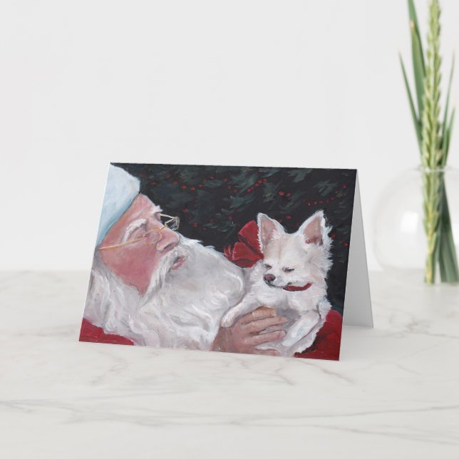 Papai Noel / Cartão de Natal de Cachorro Chihuahua (Frente)