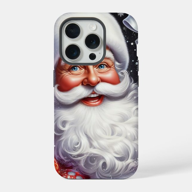 Papai Noel clássico com presente e enfeites (Verso)
