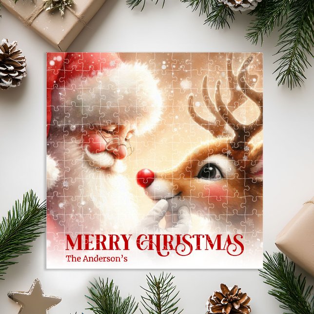 Papai Noel Clássico com Rudolph Quebra-Cabeça Fest (Classic Santa Claus with Rudolph Festive Jigsaw Puzzle)