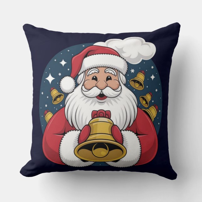 Papai Noel com Almofada de Natal com Sininhos (Frente)