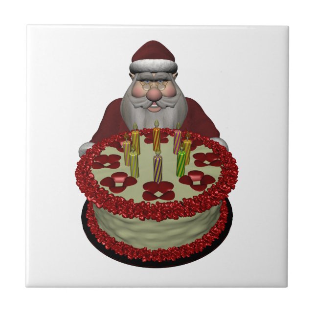 Papai Noel com Bolo de Aniversário (Frente)