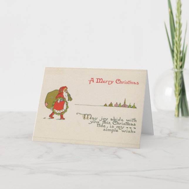 Papai Noel com Cartão de Natal de Wreath (Frente)