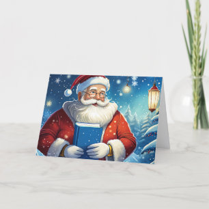 Papai Noel com cartão de Natal do Grande Livro