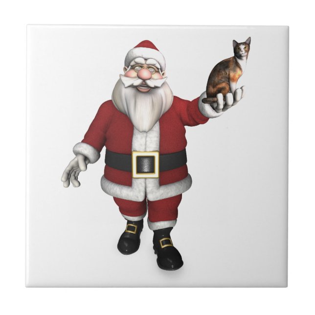 Papai Noel Com Gato Calico (Frente)