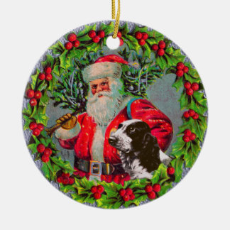 Papai noel com o ornamento do Spaniel de Springer