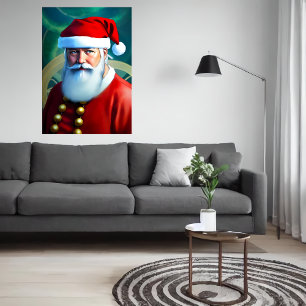Papai Noel com olhos azuis   AI Art Poster