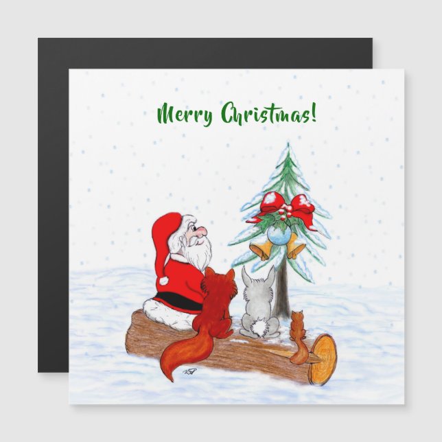 Papai Noel com Raposa e Esquilo do Coelho (Frente/Verso)