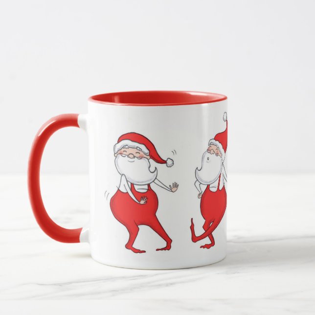 Papai Noel Dançante ilustrou a caneca de Natal (Esquerda)