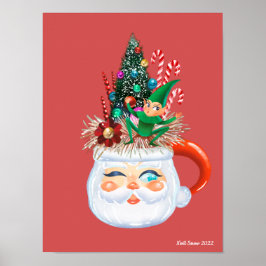 Papai noel de Arte Mug de Impressões Vintage