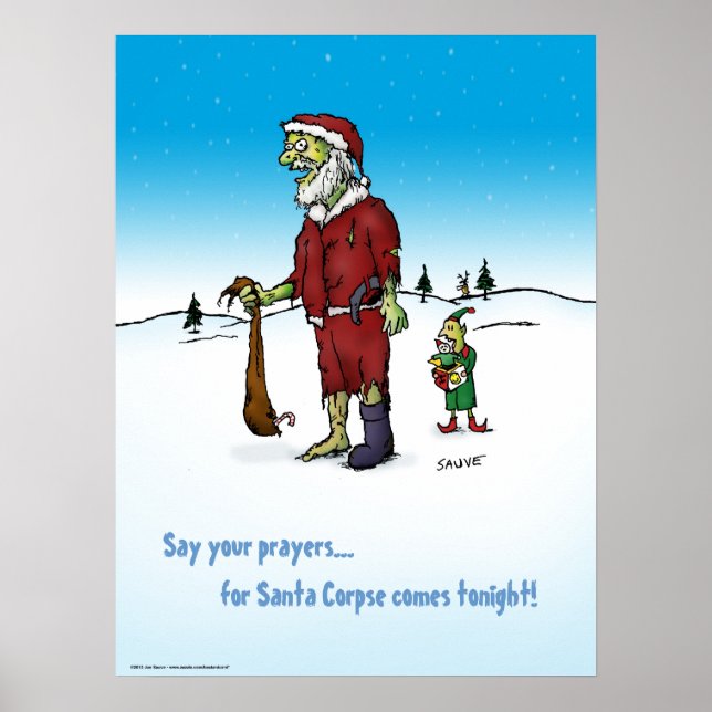 Papai noel de Cartoons Zombie do corpo de Posters (Frente)