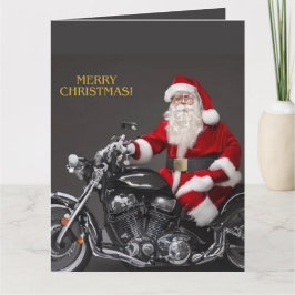 Papai Noel de Moto Cartão de Boas Festas Dobrado