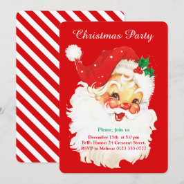 Papai Noel de Natal em Convite de Festa Vermelho