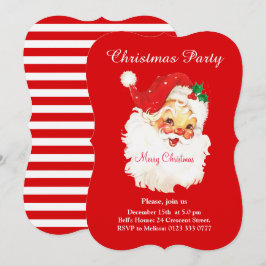 Papai Noel de Natal em Convite de Festa Vermelho