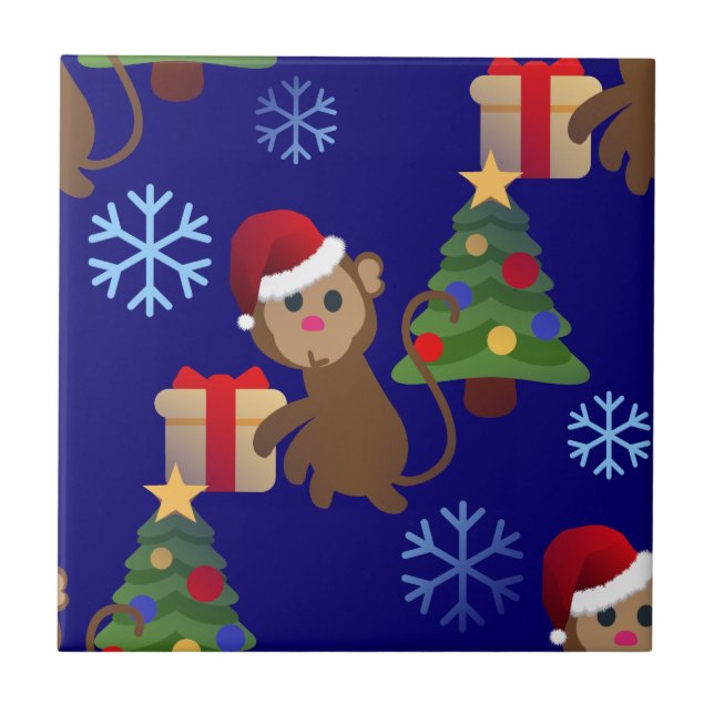 papai noel de natal, macaco emoji (Frente)