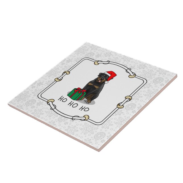 Papai Noel de Natal Que Rottweiler Cachorro Engraç (Lateral)