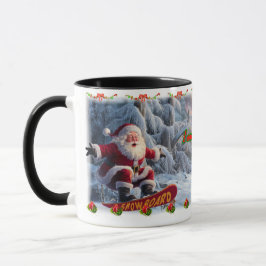 Papai Noel de Snowboard em uma xícara de café de c