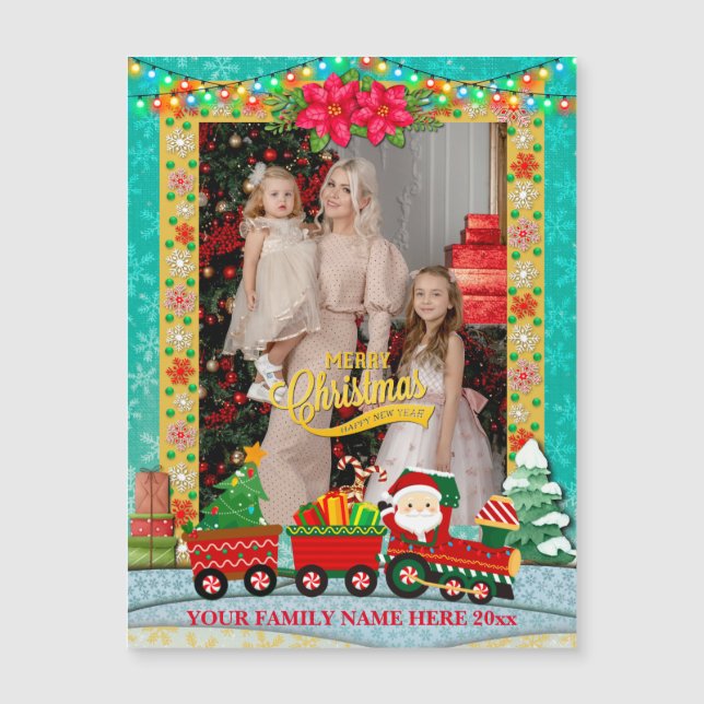 Papai Noel de Trem com Presentes e Árvore de Natal (Frente)