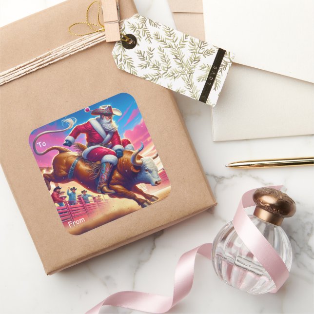 Papai noel de vaqueiro com etiqueta para presente (Presentear)