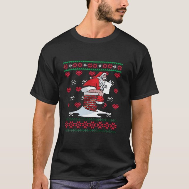 Papai Noel Defecando pela Chaminé Suéter Feio de N (Frente)