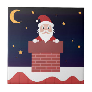 Papai Noel descendo a chaminé na noite de Natal
