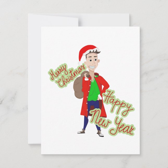 Papai Noel do bairro cartão plano de feriado (Frente)