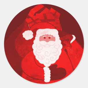 Papai noel do Natal com etiqueta vermelha redonda