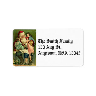 Papai noel do vintage e etiquetas de endereço das