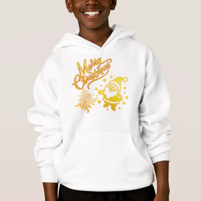 Papai Noel Dourado e Design de Natal da Árvore de  (Frente)