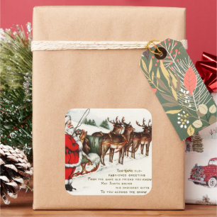 Papai noel e adesivo de natais vintages de renas