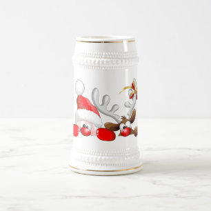 Papai noel e caneca de cerveja engraçados da