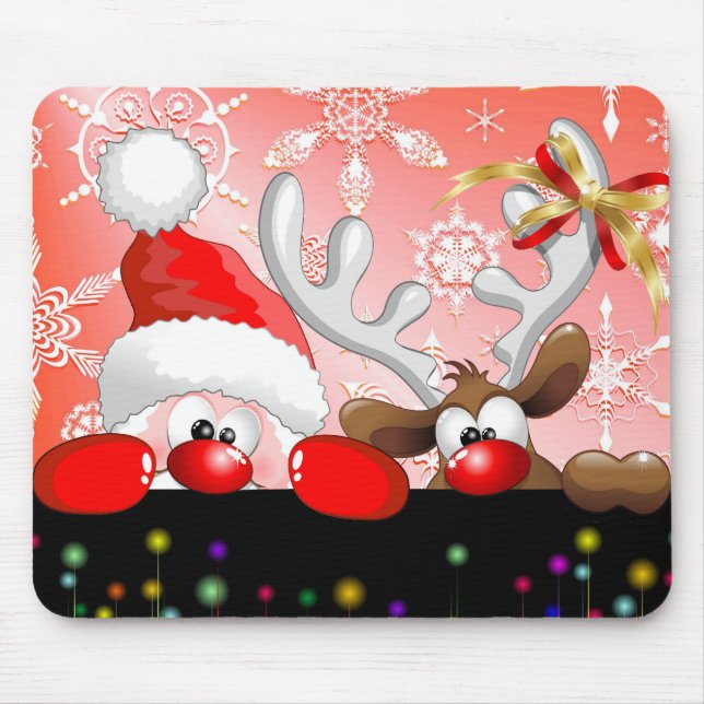 Papai noel e desenhos animados engraçados Mousepad (Frente)