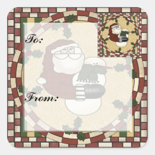 Papai noel e etiqueta do Tag do presente do Natal