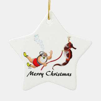 Papai noel e ornamento da estrela do cavalo